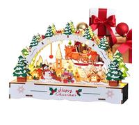 Genérico Village de Noël en bois DIY - Décoration de table éclairée, maison de Noël pour bureau, pour amateurs de bibliothèque, rebord de fenêtre, vitrine, table de nuit, nappe, étude, bureau