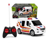 Generico Voiture télécommandée pour enfants City Car Mini véhicules 13,5 cm Voiture télécommandée avec lumières et roues en caoutchouc RC Ambulance télécommandée Bus Bus télécommandé Camion avec