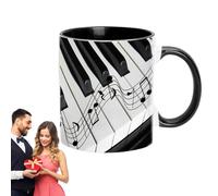 Generico Voyage à café avec guitare - céramique à thème musical de 350 ml, tasses à thé drôles design de violon pour piano, décorations de bureau isolées pour les amateurs de m