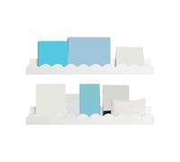 Generico Wall Bookshelf - Wall Mounted Storage Rack | Floating Bookshelves | 2 Pieces Scalloped Walls Storage Decor | Wooden Bookshelf for Bedroom Bathroom Nursery Room Playroom Plants Toys Photos