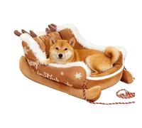 Generico Washable Dog Bed - Warm Sled Design Pet Bed with Pull Rope, Provides Comfort for Cold Weather, Indoor Outdoor Cat Puppy Sleeping Cushion Home Apartment Living Room, Christmas Holiday Decor