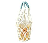 Genérico Water Bottle Pouch Mesh Handwoven Reusable Carrier Bag with Handle Lightweight Holder Sleeve Portable Drink Carry for Travel Use Eco Friendly Handheld Storage Organizer Bottles Cans F, Blanc