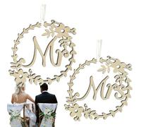Generico Wedding Chair Signage Set - Bride Groom Wooden Plaques, Rustic Ceremony Decor | Elegant Nuptial Celebration Display Ornament, Personnalized Reception Seating Romantic Touch Accents