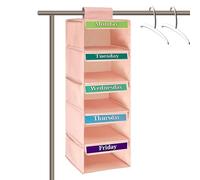 Generico Weekly Clothes Organizer for Kids - 5 Shelf Clothing Storage | Kids Weekly Clothes Organizer | Hanging Wardrobe Rackfor Children's Room School Dorm Home Closet Wardrobe Door