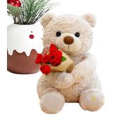 Generico - Weiches Blumenkissen & Stofftier | Dekorativer Sitzender Plüschbär | Geschenk für Frauen Mädchen Kinder Weihnachten Party Hochzeit Geburtstag Valentinstag, Wohnzimmer Deko
