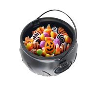 Generico Witches Cauldron- 25 x 16,5 cm, chaudron en noir | et décoratif - Pot pour poignée - bonbons décoratifs - Fournitures de décoration de fête d'Halloween