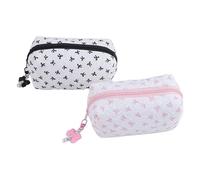 Generico Womens Makeup Bag, Bow Pouch Smooth Zipper 2 Pieces, Zipper lisse Cute Organizers Aesthetic Pouch Purse For Women Girls Kids Beauty Toiletry School Supplies