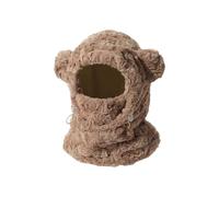 Generico Womens Winter Hat, Face Cover Neck Scarf Set Windproof, Ajustable Bear Ear Warm Hats, for Girls Morning Walking Daily Commuting Outdoor Activities Skiing Travel Holiday, Coffee, XS