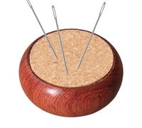 Generico Wooden Base with Cork Needle Pad - Round Needle Pad | Cork Pin Cushion | Round Corks Sewing Quilting Pincushion | Portable Handcraft Tool Polyvalent Quilting Accessories for Mom Friends