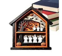 Genérico Wooden Haunted House Ghost Spooky Decoration Ghost House Figurine