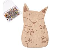 Generico Wooden Needle Minder Set | Beech Wood & Magnet, 3.2in-3.4in Height | Dessin animé Animal Magnetic Pin Cushion with 100 Sewing Needles | Sewing, Quilting Accessory