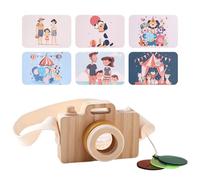 Genérico Wooden Pretend Play Camera, Aesthetic Retro Photographed Props, 4,33 x 3,15 x 2,95 pouces Figure with Wrist Strap, Charming Retro Design, Photography Toy for Birthday or Holiday