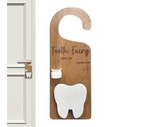 Genérico Wooden Tooth Fairy With Money Slot, Baby Teeth Holder Hanger, Collection Keepsake Decoration Holder Hanger for Kids Boys Room Door Children