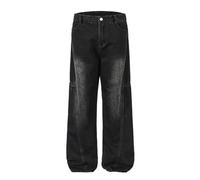 Generico Y2K Y2K Pantalon en Denim à Jambe Large Long Style Disque Rétro Pantalon Harem Pantalon de Samouraï Japonais de Carnaval Thermique Pants Post de Street Dance, Noir , 3XL