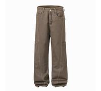 Generico Y2K Y2K Pantalon en Denim à Jambe Large Long Style Disque Rétro Pantalon Harem Pantalon de Samouraï Japonais de Carnaval Thermique Pants Post de Street Dance, marron, XL