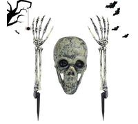 Generico Yard Skeleton - 3 Pieces Fake Skeleton Halloween Decorations, Ground Breaker Skull Decor, Realistic Skull for Pathway | Lawn Garden Front Door Yard Fence Cemetery Decorations Accessories