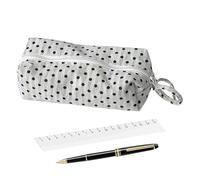 Generico Zipper Pencil Case - Soft Dot Large Capacity - School Stationary Bag | for Girls Boys Eraser Color Pen Marker Home School Classroom Travel Office, Noir , riferimento alla descrizione, Se