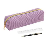 Genérico Zipper Pencil Pouch - Corduroy 20 x 5,5 x 5 cm | Aesthetic Large Capacity Pencil Case Stationery Bag For Pens Eraser Ruler Cards School Office Storage Girls Boys Daily Use, violet, Consulte