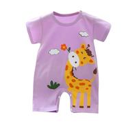 Générique 0-12 Mois, Tout-Petit bébé été Combinaison Casual Dinosaure imprimé O col Bouton Tongs Manches Courtes garçon Fille Mignon vêtements (Purple, 0-3 Months)