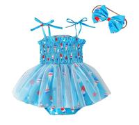 Générique 0-18 Meses, 4 de Julio Outfits Bebé niña UU. Vestido de Correa de Verano 4 de Julio Día de la Independencia Body Ropa Del Día de la Conmemoración (Blue, 3 Months)