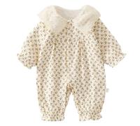 Générique 0-18 Mois, bébé Fille Manches Longues Combinaison col Dentelle Coton Doux bébé avec Boutons Fille vêtements Nourrisson Printemps Automne Hiver Tenues Body (Coffee, 9-11 Months)