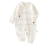 Générique 0-18 Mois, Ma Première Valentines Bébé Fille Romper Bébé Manches Longues Cœur Imprimé Bouton Down Combinaison Automne Hiver (White, 0-3 Months)