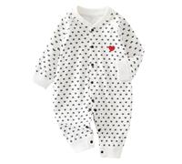 Générique 0-18 Mois, Ma Première Valentines Bébé Fille Romper Bébé Manches Longues Cœur Imprimé Bouton Down Combinaison Automne Hiver (8-12 Months)