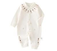 Générique 0-18 Mois, Ma Première Valentines Bébé Fille Romper Bébé Manches Longues Cœur Imprimé Bouton Down Combinaison Automne Hiver (Brown, 3-5 Months)