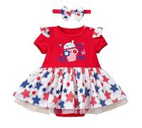 Générique 0-18 Mois, Mon 4th 4th de Juillet bébé Fille Tenues Tout-Petit Robe Robe Drapeau américain Rouge Blanc Bleu Tenue Combinaison (Dark Blue, 1-3 Months)