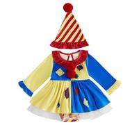 Générique 0-18 Mois, Nourrisson Bébé Fille Halloween Clown Manches Longues Romper Robe avec Chapeau Enfant Tout-Petit Astuce Tenue Automne Hiver Vêtements (Yellow, 6-9 Months)