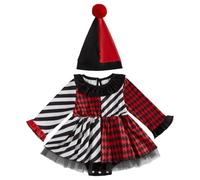 Générique 0-18 Mois, Nourrisson Bébé Fille Halloween Clown Manches Longues Romper Robe avec Chapeau Enfant Tout-Petit Astuce Tenue Automne Hiver Vêtements (6-9 Months)