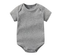 Générique 0-2 Ans, Bébé Garçon Fille Bulle Combinaison Couleur Unie Body Manches Courtes Coton T-Shirt Casual Body Vêtements D'été (Grey, 9-12 Months)
