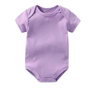 Générique 0-2 Ans, Bébé Garçon Fille Bulle Combinaison Couleur Unie Body Manches Courtes Coton T-Shirt Casual Body Vêtements D'été (Purple, 9-12 Months)