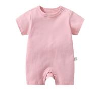 Générique 0-2 Ans, Nourrisson Bébé Fille été Tenue Couleur Unie Cordonnier Court Manches Courtes Combinaison Tout-Petit Maison Vêtements Casual Body (3-6 Months)