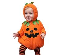 Générique 0-2 Ans, Tout-Petit bébé Fille garçon Mon Halloween Citrouille Costumes Mignon à Capuche Salopette Tenue Photographie Automne Hiver vêtements (Yellow, 0-6 Months)
