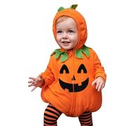 Générique 0-2 Ans, Tout-Petit bébé Fille garçon Mon Halloween Citrouille Costumes Mignon à Capuche Salopette Tenue Photographie Automne Hiver vêtements (Green, 6-12 Months)