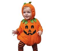 Générique 0-2 Ans, Tout-Petit bébé Fille garçon Mon Halloween Citrouille Costumes Mignon à Capuche Salopette Tenue Photographie Automne Hiver vêtements (Red, 0-6 Months)