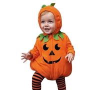 Générique 0-2 Ans, Tout-Petit bébé Fille garçon Mon Halloween Citrouille Costumes Mignon à Capuche Salopette Tenue Photographie Automne Hiver vêtements (Orange, 0-6 Months)