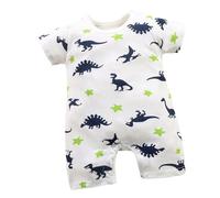 Générique 0-24 Mois, Doux Unisexe Nourrisson Bébé Tout-Petit Motif Imprimé Manches Courtes Dessin Animé Cordonnier Shortall Casual Combinaison (Green, 12-18 Months)