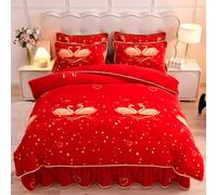 Générique 1~2 Personne Lits Housses De Couettes Housse De Couette en Peluche Douce Housse De Courtepointe DéCorative, LéGèRe Respirable, Fermeture éClair, pour Automne Hiver(200x230cm,Red)