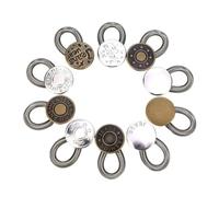Générique 1/20PCS Rallonge de Bouton en Métal for Pantalons Jeans Couture Gratuite Rallonges de Taille Réglables Rétractables Extenseur de Ceinture à Bouton(Random,15PCS)