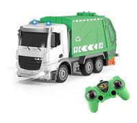 Générique 1/24 6CH Camion Poubelle télécommandé Recyclage électrique Jouet avec lumières Camion Poubelle Rechargeable pour la Gestion des déchets