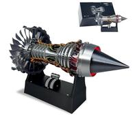 Générique 1/25 Simulation Aircraft Turbojet Engine Rotatable Model - TR900 Turbofan DIY Assembly Kit with LED Light & Adjustable Speed, 28cm with Light(Red-Finished Product)