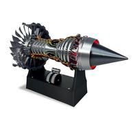Générique 1/25 Simulation Aircraft Turbojet Engine Rotatable Model, Turbofan Model TR900 Adjustable-Speed Aircraft Turbojet Engine Kit with Light for Mechanical Lovers (Finished Product,Red)