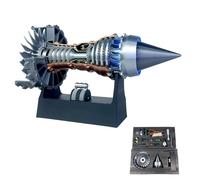Générique 1/25 Simulation Aircraft Turbojet Engine Rotatable Model, Turbofan Model TR900 Adjustable-Speed Aircraft Turbojet Engine Kit with Light for Mechanical Lovers (Assembly,Blue)