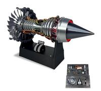 Générique 1/25 Simulation Aircraft Turbojet Engine Rotatable Model, Turbofan Model TR900 Adjustable-Speed Aircraft Turbojet Engine Kit with Light for Mechanical Lovers (Assembly,Red)