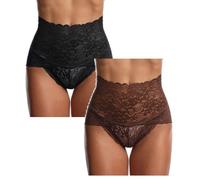 Générique 1/2PCS Culotte Femme Ventre Plat Sexy Dentelle Maille Transparente Femmes sous-Vêtements Grande Taille Taille Haute Culotte Culotte String Gainante Ventre Plat Culottes Sculptantes