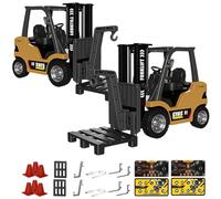 Générique 1/64 Mini RC Forklift, Remote Control Forklift for Adults, Real Simulation Lifting with Removable Hook and Metal Fork, Bluetooth Remote APP Control, for Car Enthusiasts (2pcs,Yellow)