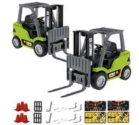 Générique 1/64 Mini RC Forklift, Remote Control Forklift for Adults, Real Simulation Lifting with Removable Hook and Metal Fork, Bluetooth Remote APP Control, for Car Enthusiasts (2pcs,Green)