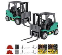 Générique 1/64 Mini RC Forklift, Remote Control Forklift for Adults, Real Simulation Lifting with Removable Hook and Metal Fork, Bluetooth Remote APP Control, for Car Enthusiasts (2pcs,Lake Blue)